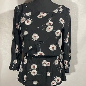 Deletta Black pattern blouse Sz XS